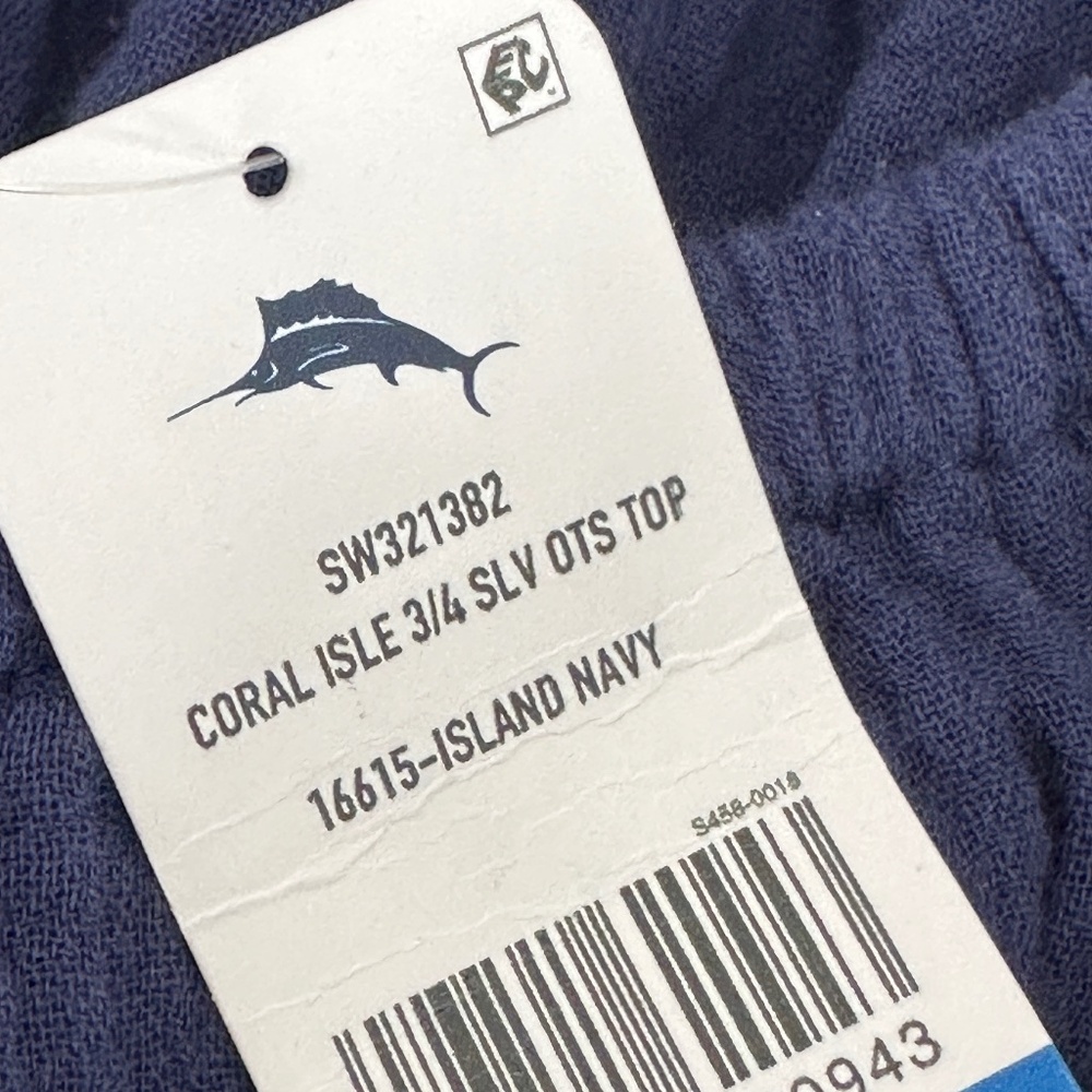 Brand New Tommy Bahama Island Guaze Off the Shoulder Island Navy Coral Isle XL - Picture 6 of 11